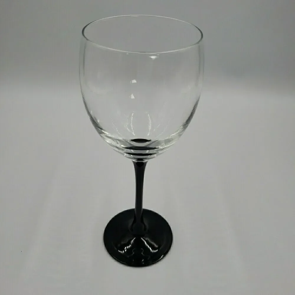 Vintage Black Stemmed Claret Wine Glass 1 Single Luminarc France Nocturne 12 Oz